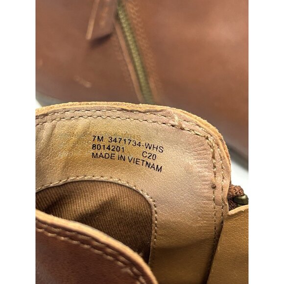 Frye Judith Double Zip Leather Ankle Boots Heel Booties Cognac Brown 7M Women’s - Picture 8 of 9